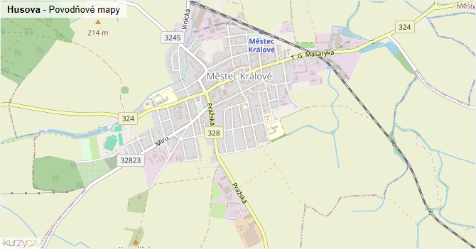 Husova - záplavové mapy stoleté vody