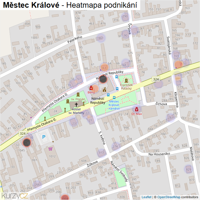 Mapa Městec Králové - Firmy v části obce.