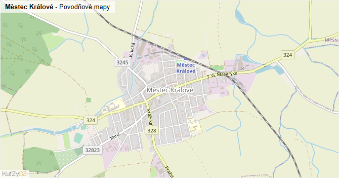 Městec Králové - záplavové mapy stoleté vody