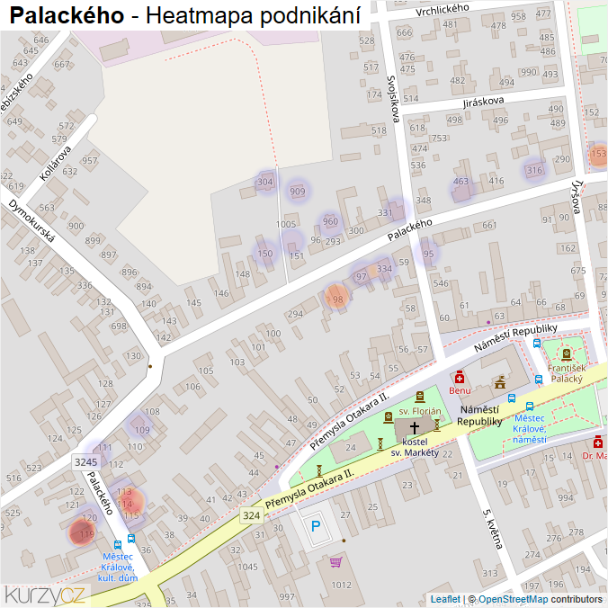 Mapa Palackého - Firmy v ulici.