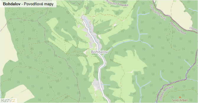 Bohdalov - záplavové mapy stoleté vody
