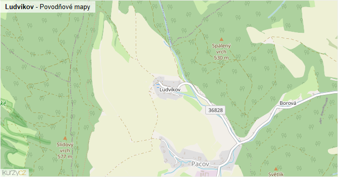 Ludvíkov - záplavové mapy stoleté vody