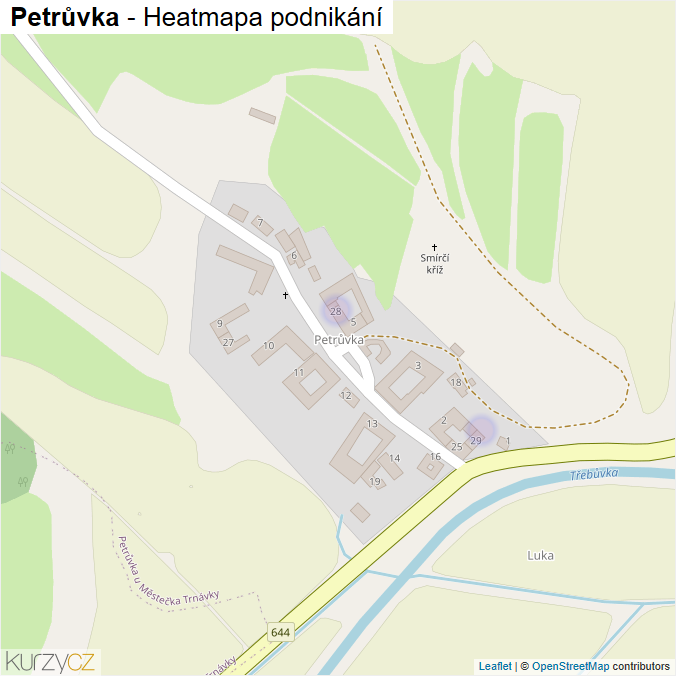 Mapa Petrůvka - Firmy v části obce.