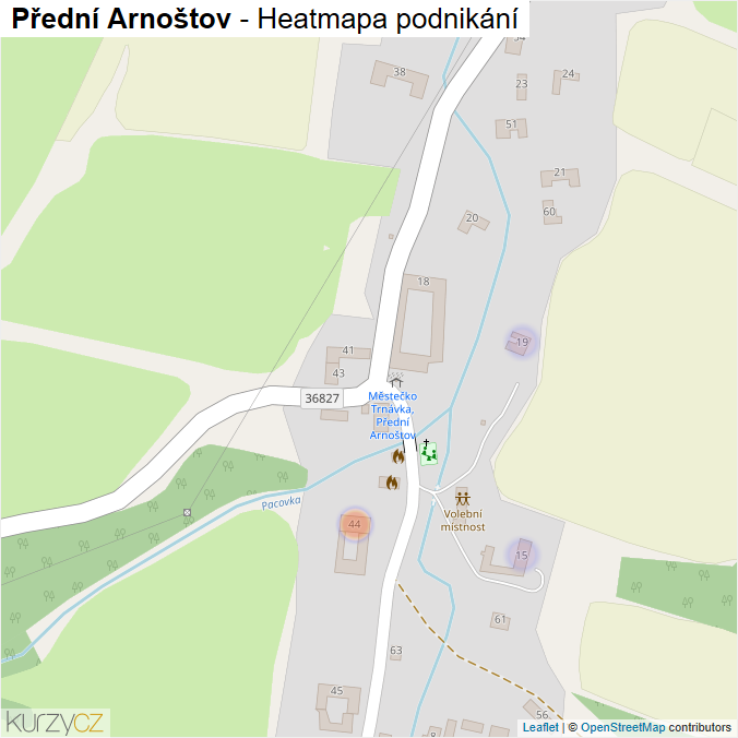 Mapa Přední Arnoštov - Firmy v části obce.