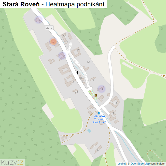 Mapa Stará Roveň - Firmy v části obce.