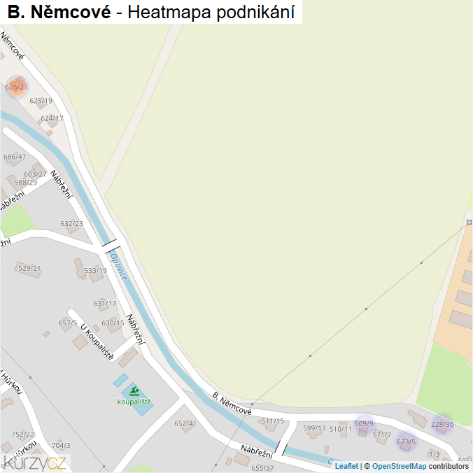 Mapa B. Němcové - Firmy v ulici.