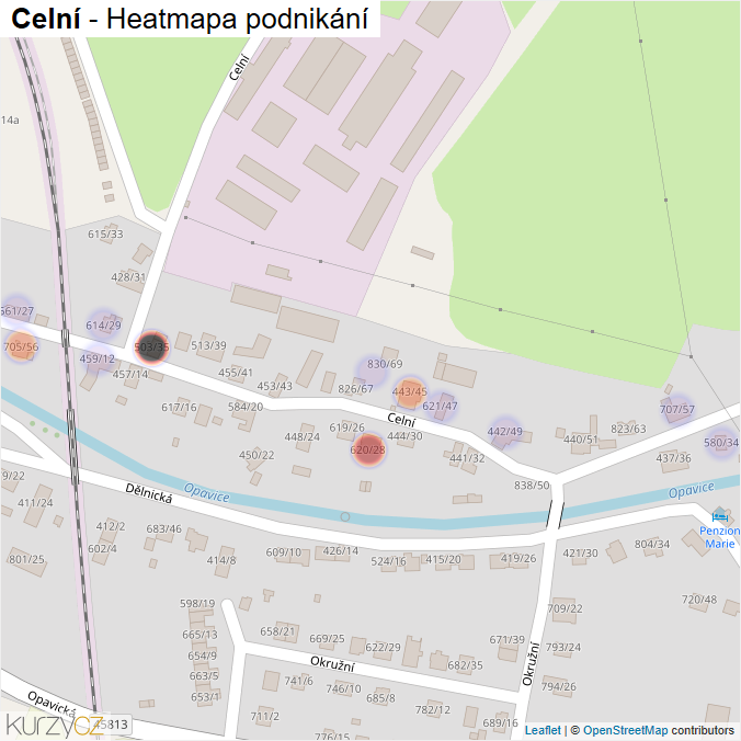 Mapa Celní - Firmy v ulici.