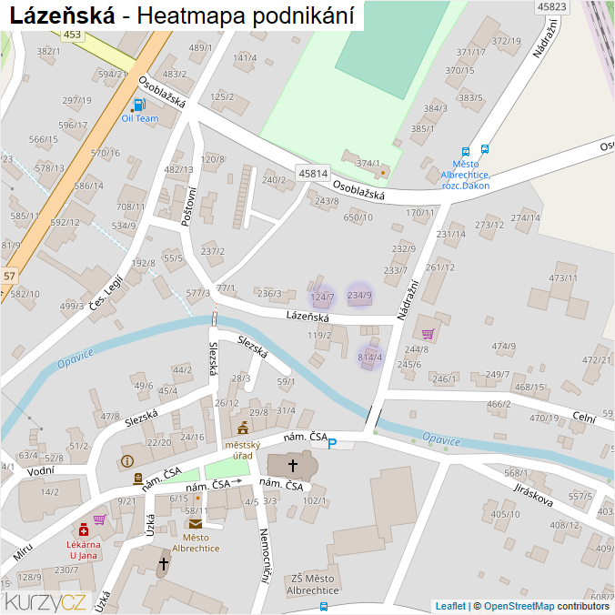 Mapa Lázeňská - Firmy v ulici.