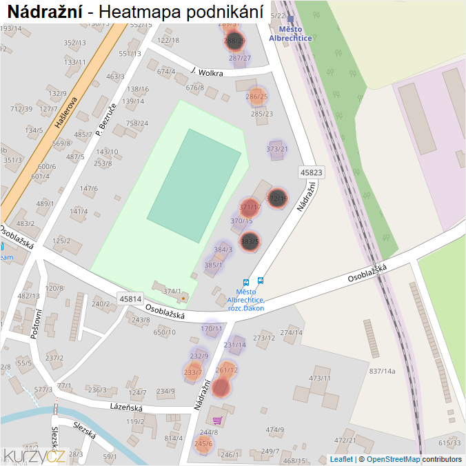 Mapa Nádražní - Firmy v ulici.