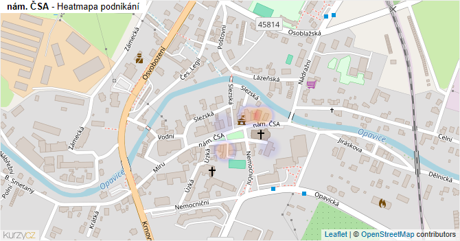 nám. ČSA - mapa podnikání