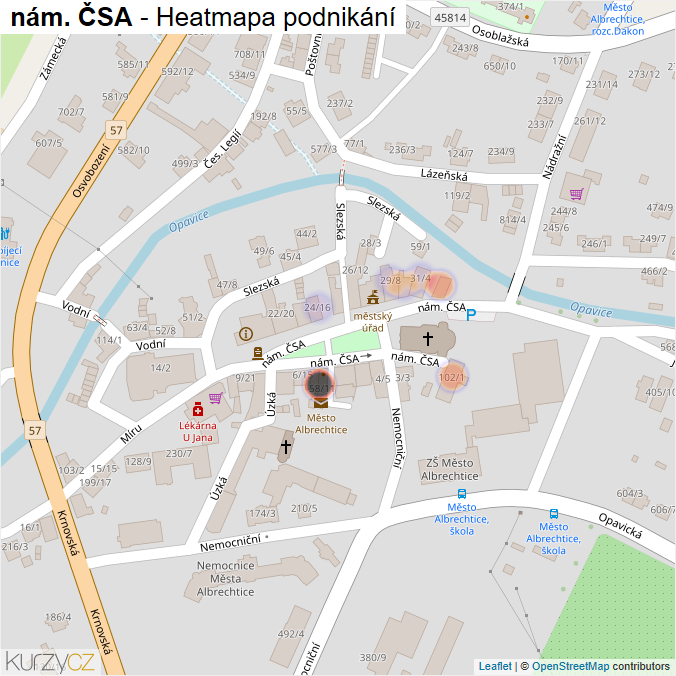 Mapa nám. ČSA - Firmy v ulici.