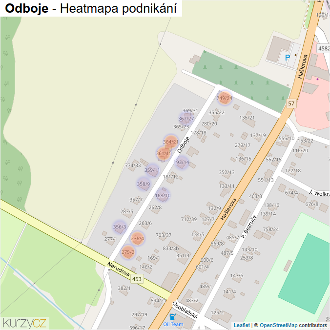 Mapa Odboje - Firmy v ulici.