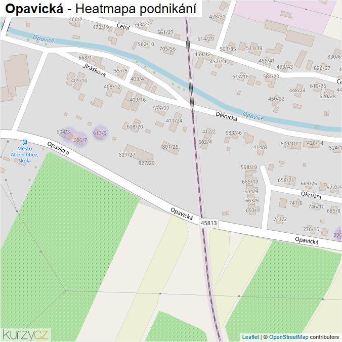 Mapa Opavická - Firmy v ulici.
