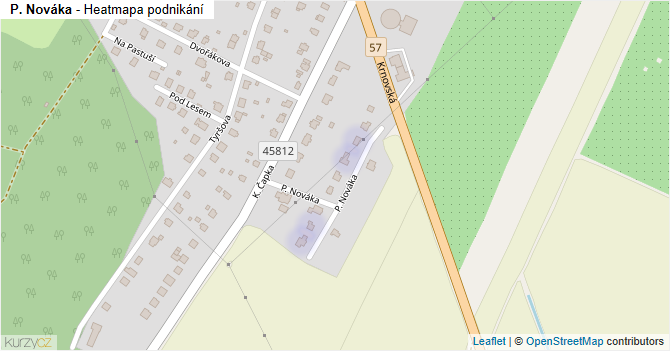 P. Nováka - mapa podnikání