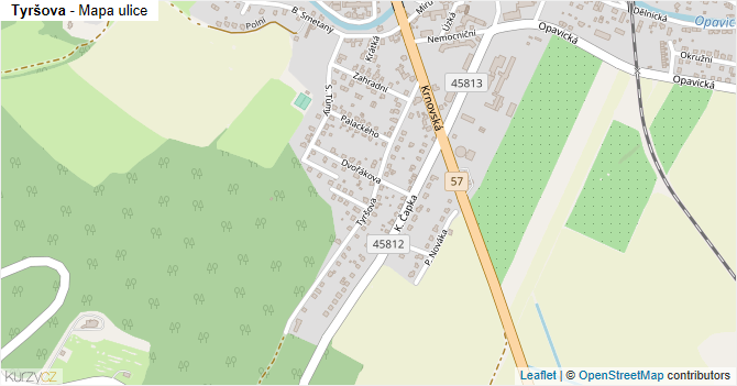 Tyršova - mapa ulice