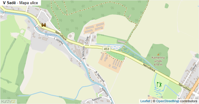 V Sadě - mapa ulice