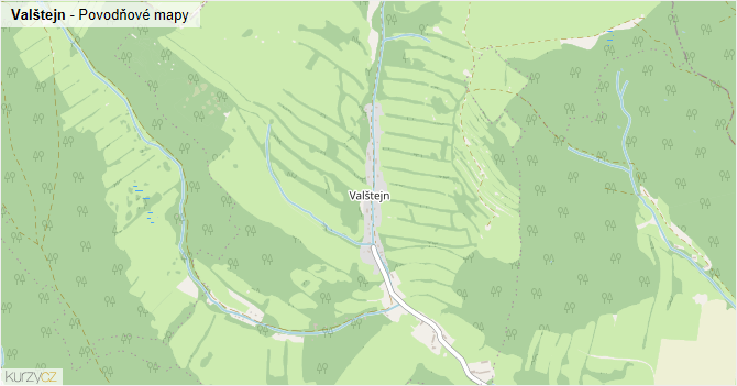 Valštejn - záplavové mapy stoleté vody