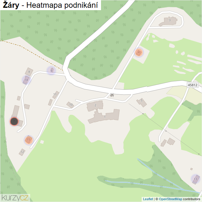 Mapa Žáry - Firmy v části obce.