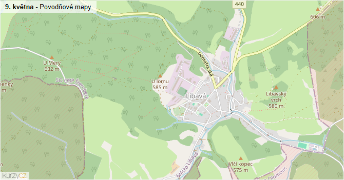 9. května - záplavové mapy stoleté vody