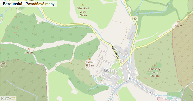Berounská - záplavové mapy stoleté vody