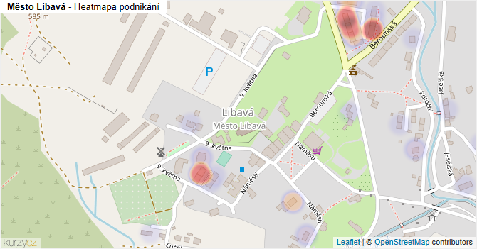 Město Libavá - mapa podnikání