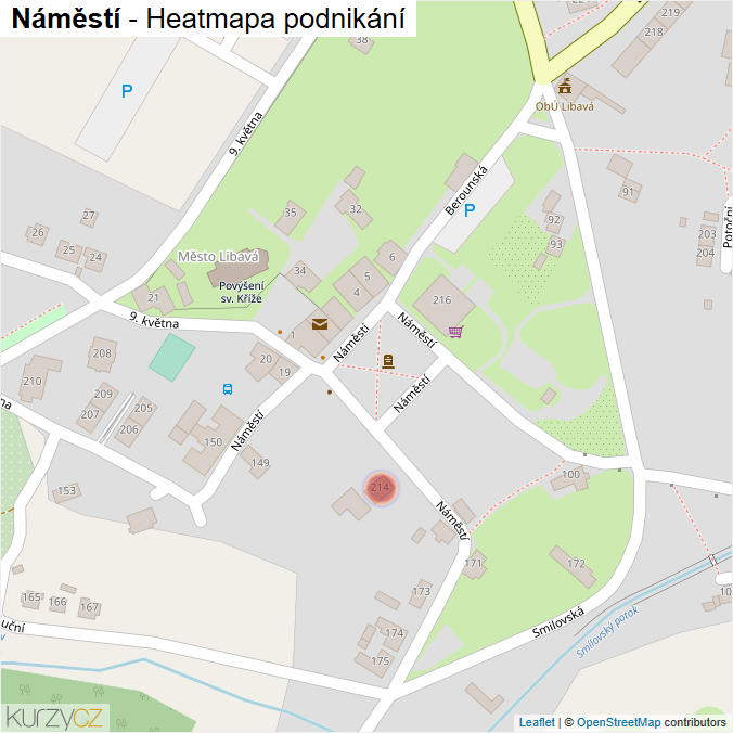 Mapa Náměstí - Firmy v ulici.
