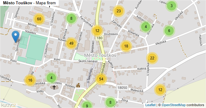 Město Touškov - mapa firem