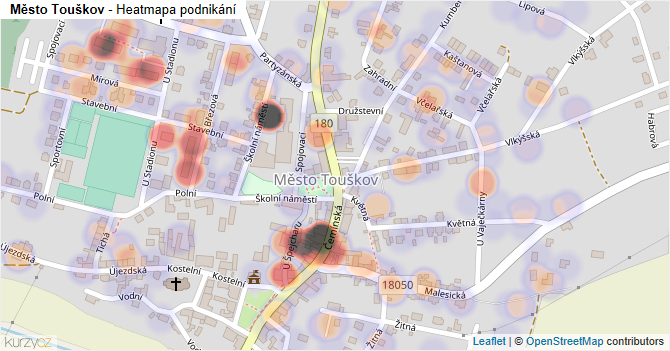 Město Touškov - mapa podnikání