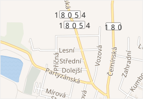 Lesní v obci Město Touškov - mapa ulice