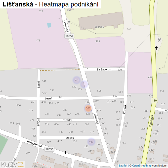 Mapa Líšťanská - Firmy v ulici.