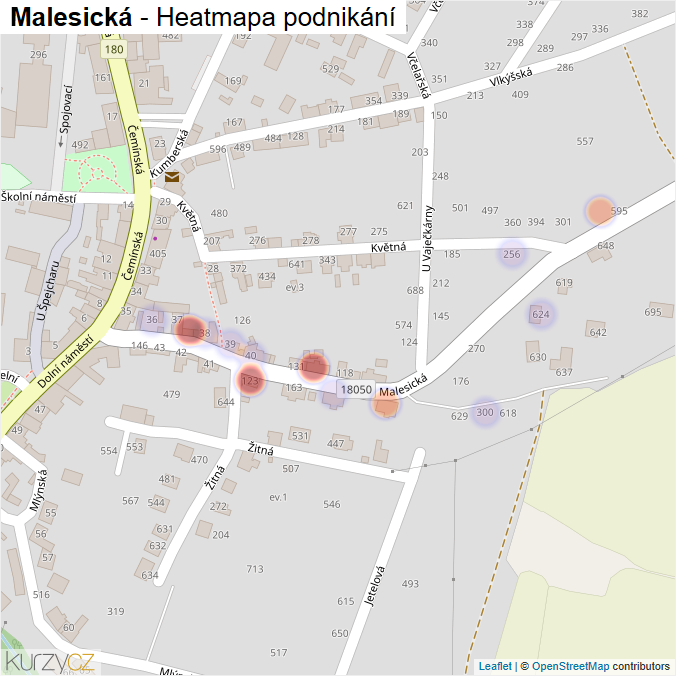 Mapa Malesická - Firmy v ulici.