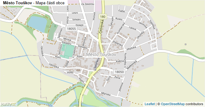 Město Touškov - mapa části obce