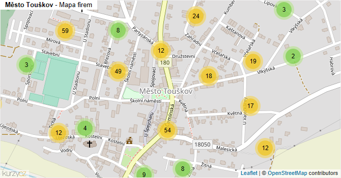 Město Touškov - mapa firem