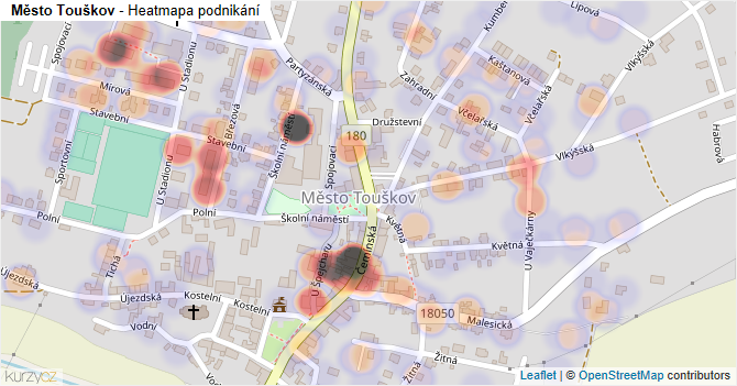 Město Touškov - mapa podnikání
