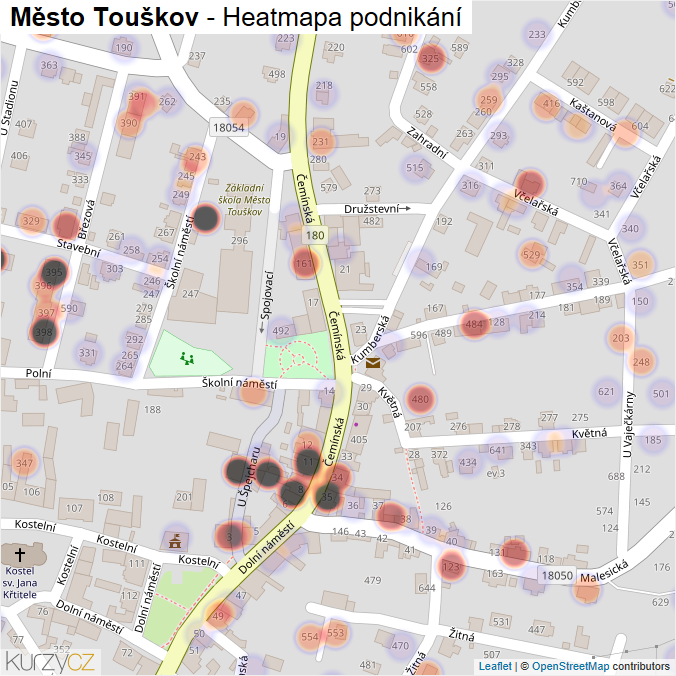 Mapa Město Touškov - Firmy v části obce.