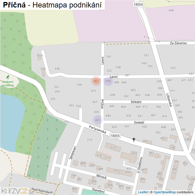 Mapa Příčná - Firmy v ulici.
