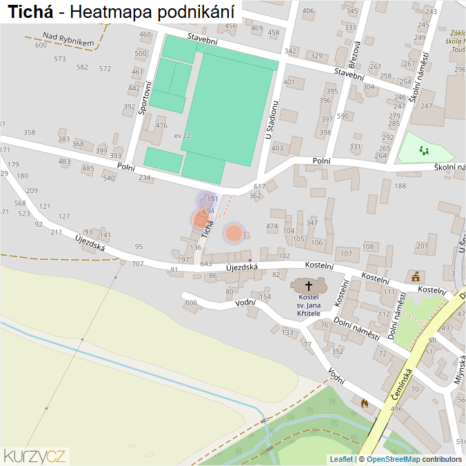 Mapa Tichá - Firmy v ulici.