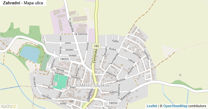 Zahradní - mapa ulice