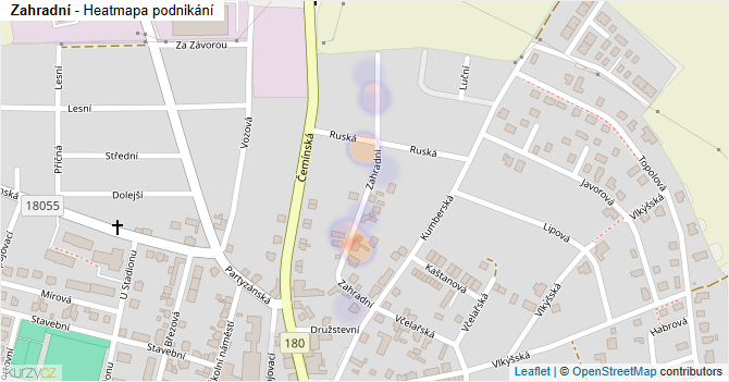 Zahradní - mapa podnikání