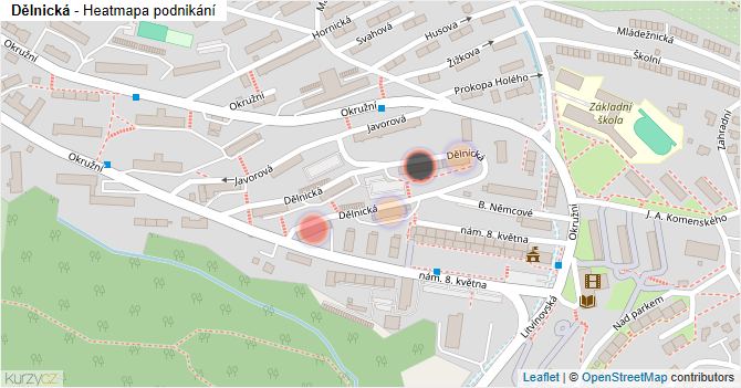 Dělnická - mapa podnikání