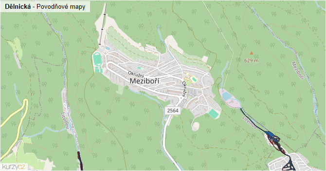 Dělnická - záplavové mapy stoleté vody