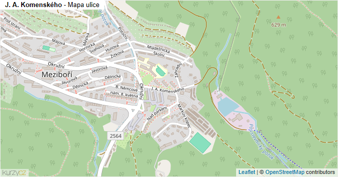 J. A. Komenského - mapa ulice