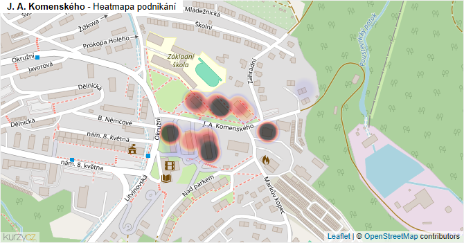 J. A. Komenského - mapa podnikání