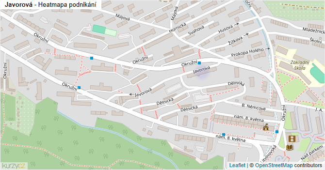 Javorová - mapa podnikání