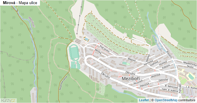 Mírová - mapa ulice