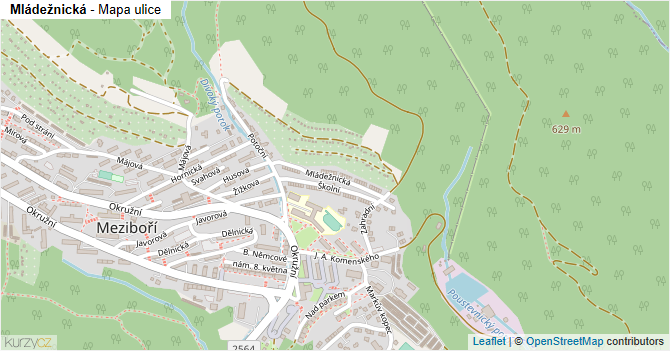 Mládežnická - mapa ulice
