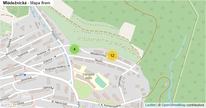 Mládežnická - mapa firem