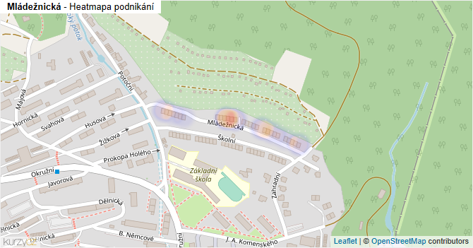 Mládežnická - mapa podnikání