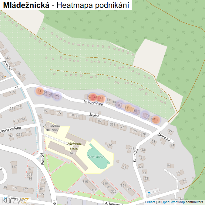 Mapa Mládežnická - Firmy v ulici.