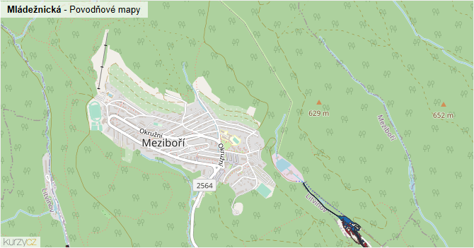 Mládežnická - záplavové mapy stoleté vody